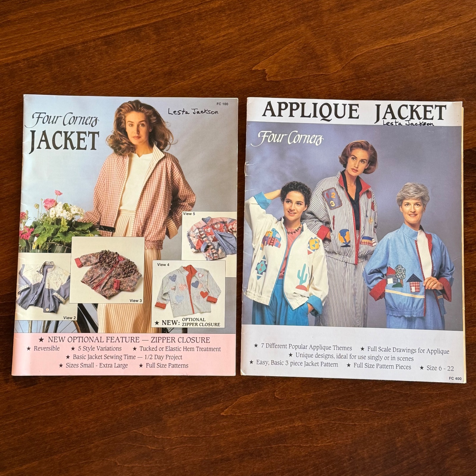 Vintage 1990s Four Corners Jacket Applique Sewing Patterns Lot Of 2 Fc100 Fc400